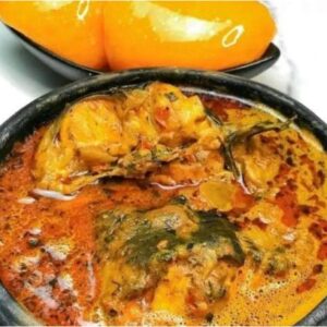 Catfish/dryfish Bangers soup with 2 starch